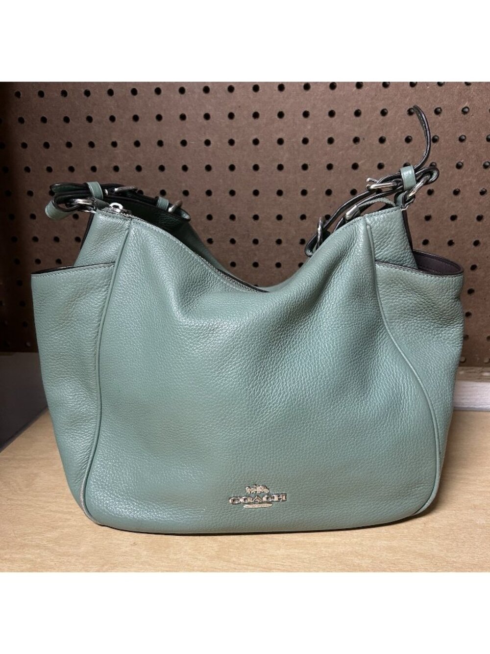 COACH Rori Green Pebble Leather Shoulder Bag C2853 Handbag Tote Purse Satchel
